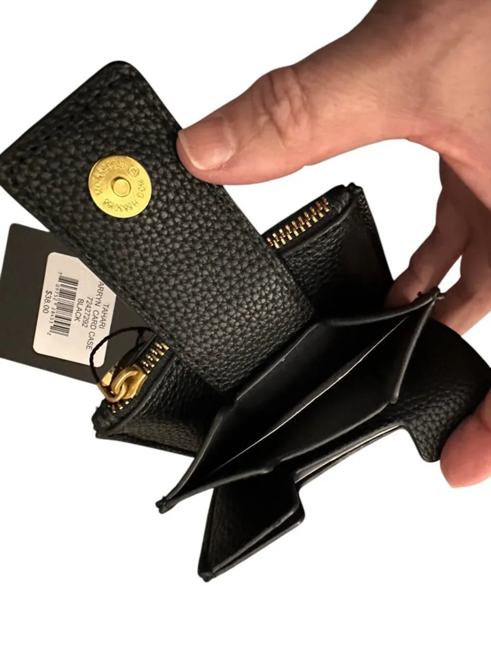 NEW Tahari Black Pebbled Leather Tarryn Small Card Holder Wallet
